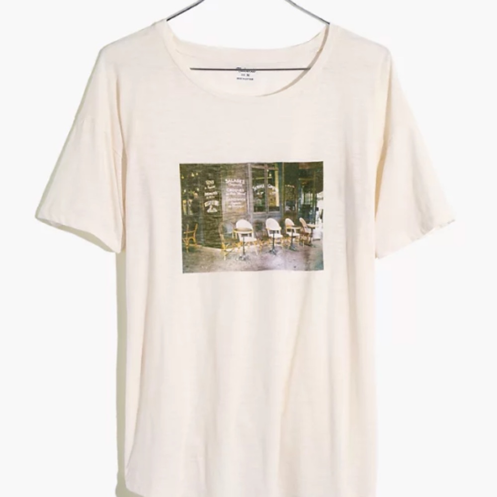 Parisian Cafe Graphic Whisper Cotton Crewneck Tee